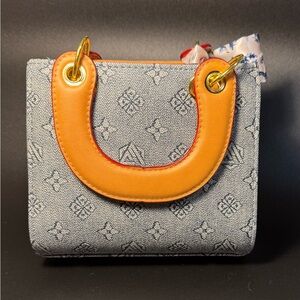 Stylish Denim and Tan Handbag